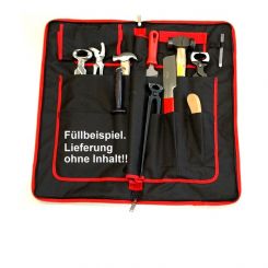 Beschlagtasche F.DICK, leer, groß, Segeltuch (schwarz-rot / St.) 