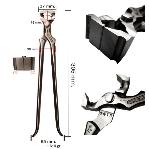 Artikelbild 3 des Artikels “Beschlag-/Nagelkneifzange ICAR, 30 cm, 2 Magnete (St.) “